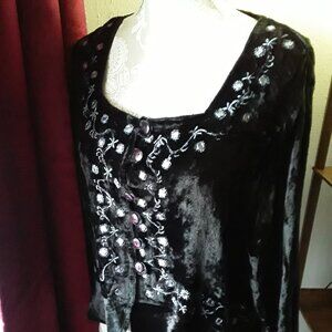 New Channa beautiful black embellished long sleeve top size L